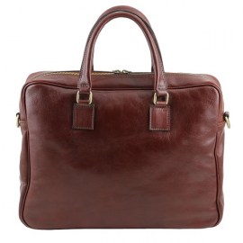 Leather laptop briefcase with front pocket- Urban  